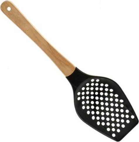 Gerimport łyżka cedzakowa 36 cm drewno/plastik czarna twm_964250