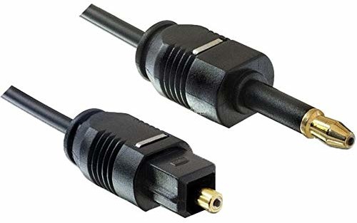 HQ PremiumCord PremiumCord optyczny kabel audio Mini Toslink 3,5 mm na Toslink 1 m, wtyczka na wtyczkę, kabel cyfrowy do zestawu stereo HiFi Sounbar TV, Audio, pozłacany, kolor czarny 1 m kjtos2-1