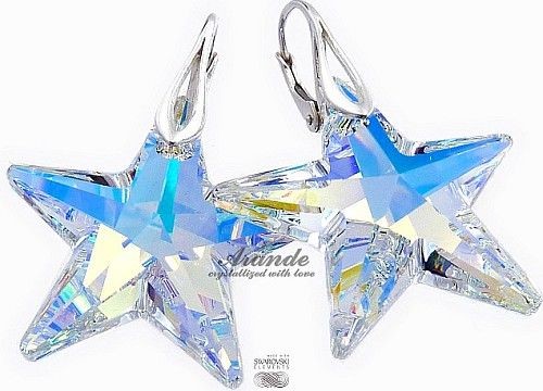 Swarovski piękne duże kolczyki AURORA STAR SREBRO