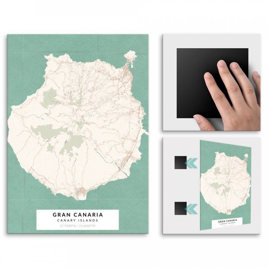 Pix4home Plakat metalowy Mapa Vintage Gran Canaria M POS-M-03845