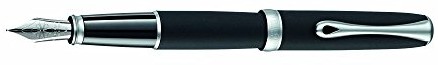 Diplomat d40204023 Excellence A2 lazurytu fountain Pen z ostrzem ze stali drobno, czarny/matowy chrom D40204023