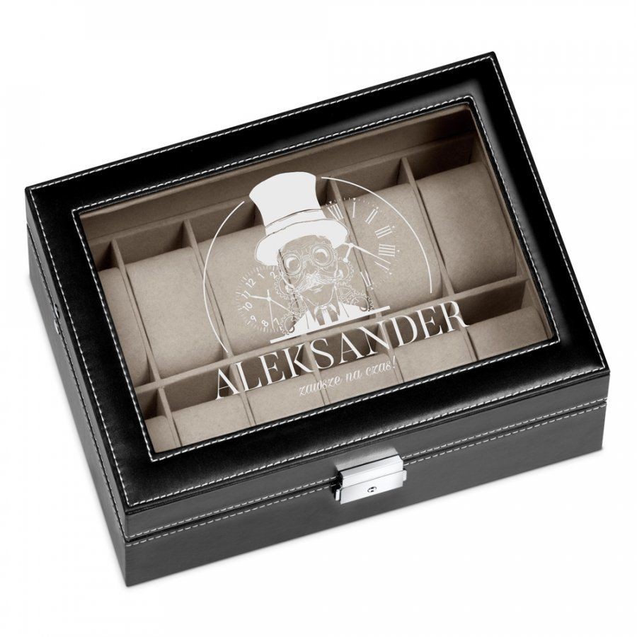 Murrano Szkatułka Kuferek na Zegarki GRAWER Zawsze Na Czas SZKT-ZG-A-021