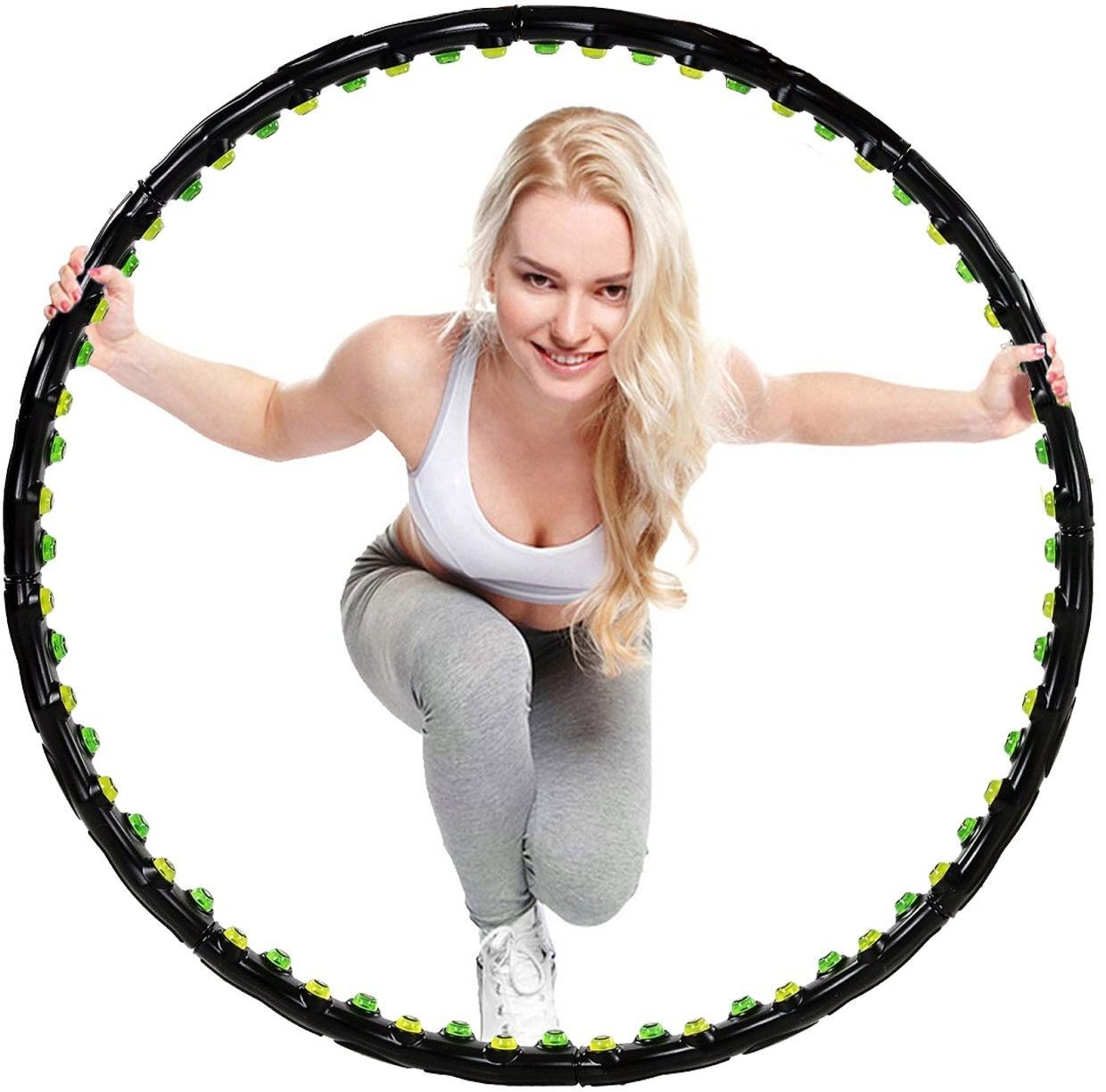 Gerro Springos hop z masażerem 100 cm magnetyczne wypustki - CZARNY FA0096