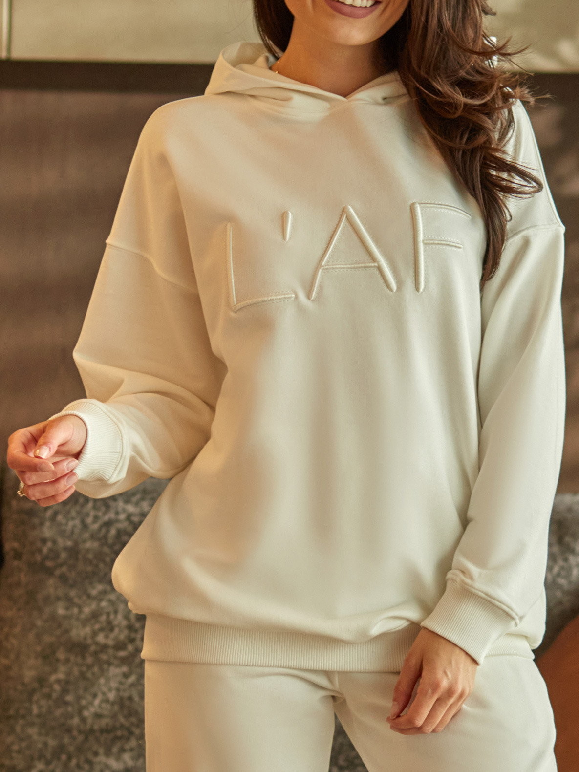 L'AF Bluza damska z wypukłym 3D haftem w postaci logo L'AF DIX