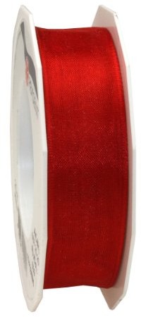 Pattberg Prezent 25 MM 25 m Four Seasons  taśma organza z drutu, czerwony 6072525-609