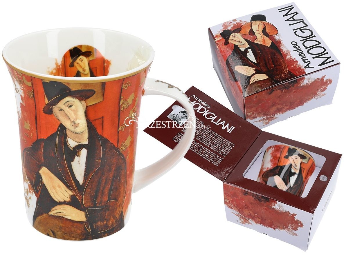Carmani KUBEK PORCELANOWY MODIGLIANI Mężczyzna w kapeluszu - portret Mario Varvogli