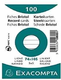 Exacompta Exacompta 10800SE fiszki (opakowanie 100, 250 g, zgrzewane w folię, DIN A7, 7,4 x 10,5 cm, w linie, idealne do szkoły) 1 szt. białe 10800SE