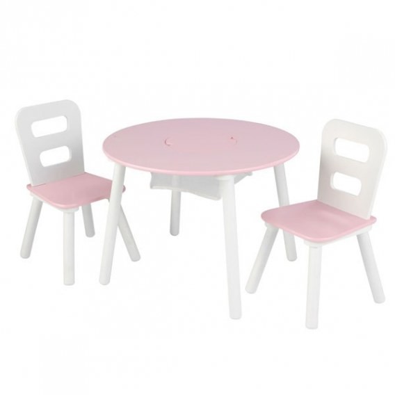 KidKraft Okrągły stolik i 2 krzesełka Różowy 26165