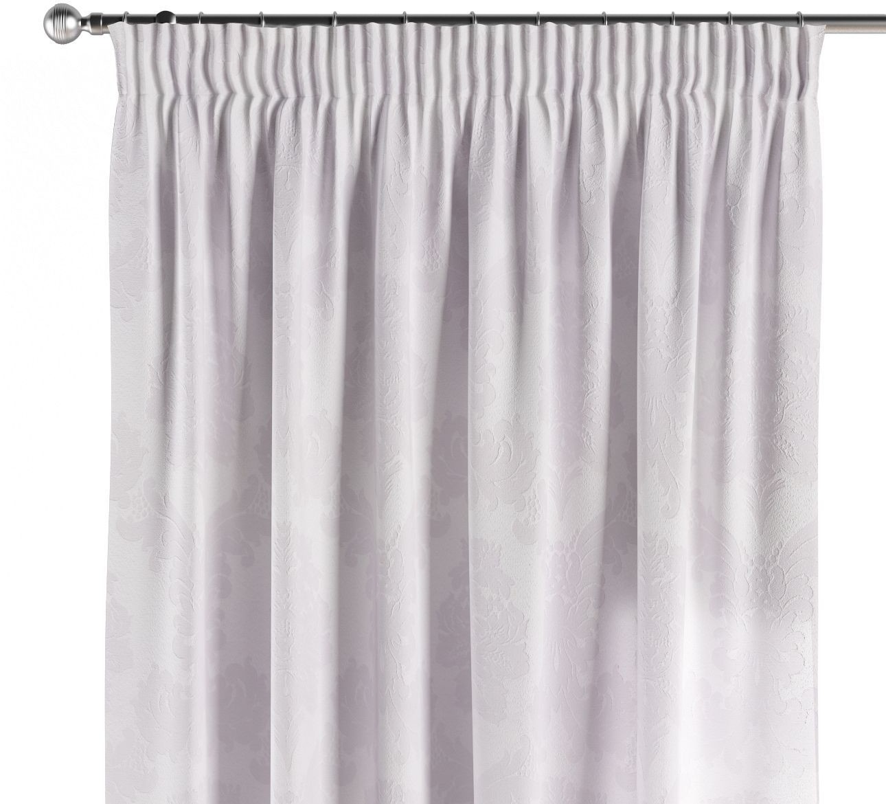 Dekoria Zasłona na taśmie marszczącej 1 szt. biały 1szt 130 × 260 cm Damasco 300-613-00