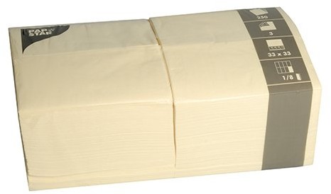 PAPSTAR Papstar 84579 250 serwetek, 3-warstwowe składane 1/8 33 cm x 33 cm, kremowy