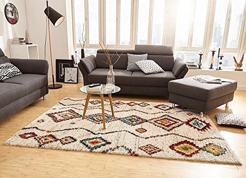 Mint Rugs Wzór dywanu z długim runem kremowy Geometric 102693_80x150