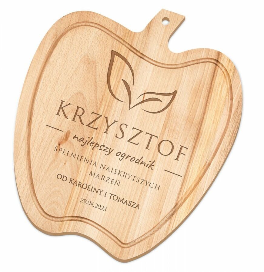 Murrano Deska drewniana do krojenia jabłko z grawerem dla ogrodnika na DSK-JAB-017