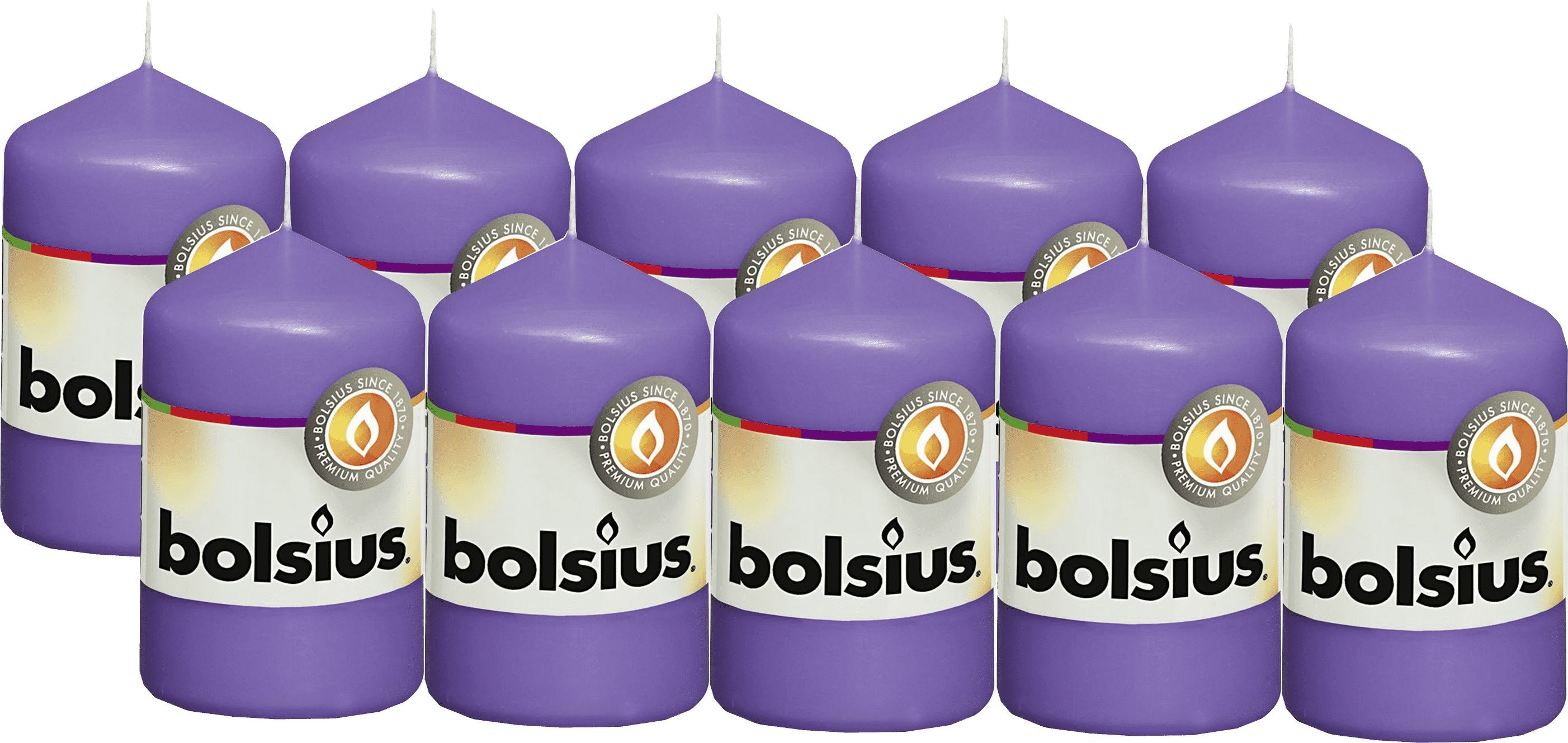 Bolsius Świeca pieńkowa walec 15H 8CM 10szt FIOLETOWA BOLSIUS3526