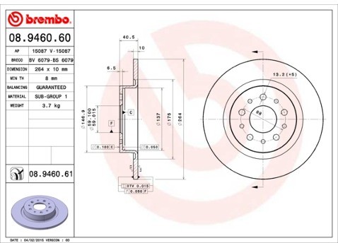 BREMBO Tarcza hamulcowa 08.9460.61