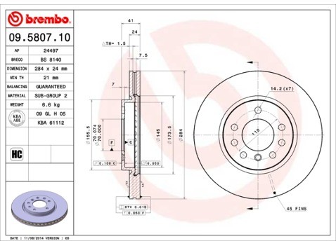 BREMBO Tarcza hamulcowa 09.5807.10