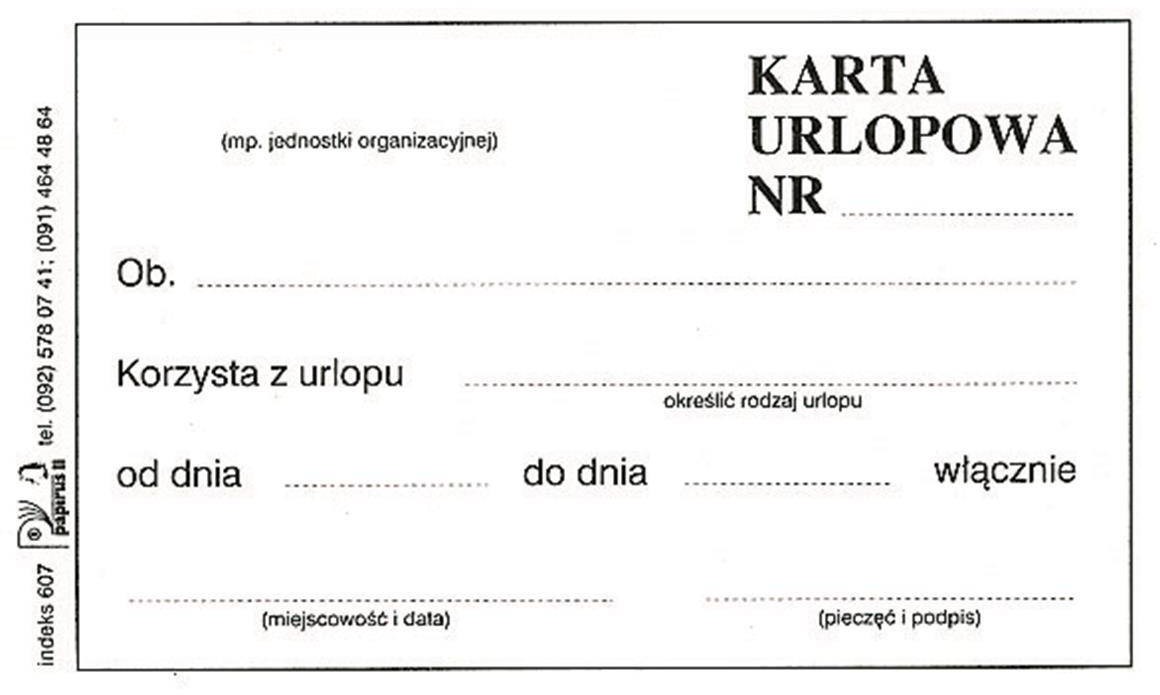 Papirus DRUK KARTA URLOPOWA A7/60K PIR 607 31377-uniw