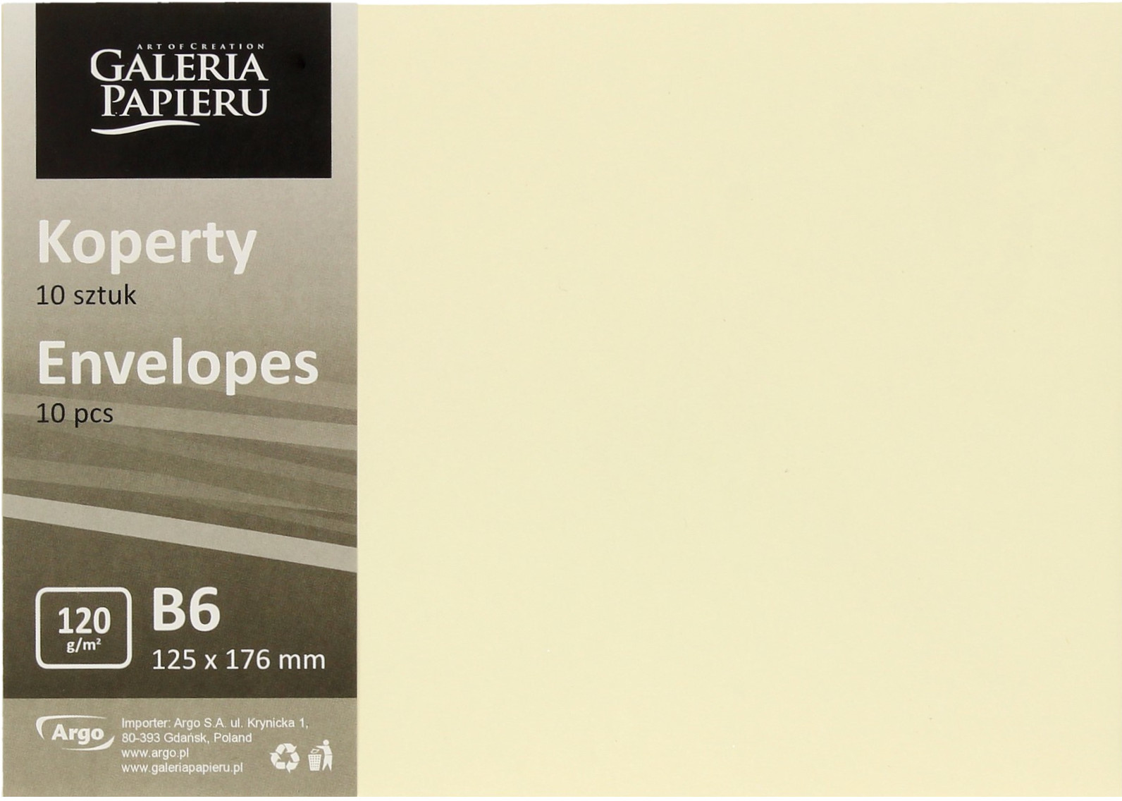 Galeria Papieru Koperty B6 gładkie jasnykrem 120g (10)