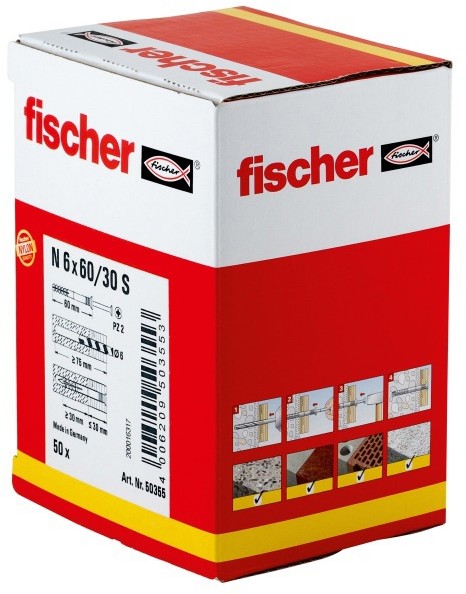 Fischer Kołki SM N 6 x 60 mm 50 szt. 50355