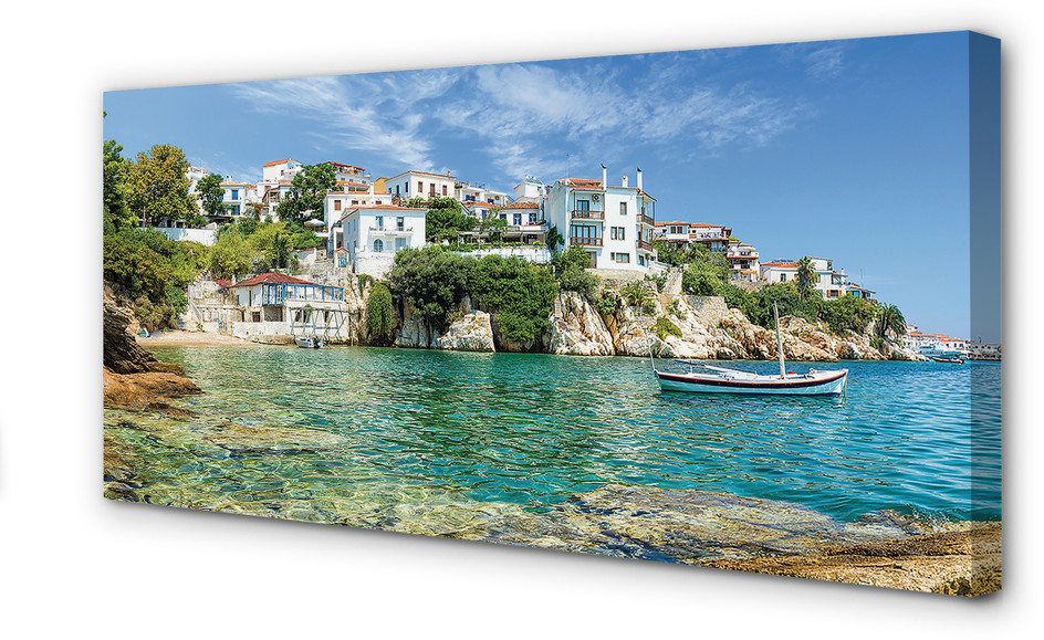 PL Tulup Obrazy na płótnie Grecja Morze miasto natura 125x50cm