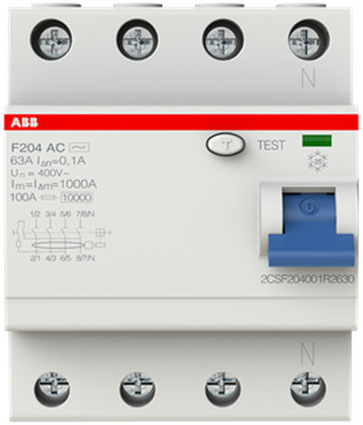 ABB Wyłącznik różnicowoprądowy 4P 63A typ AC F204 AC-63/0,5 2CSF204001R4630
