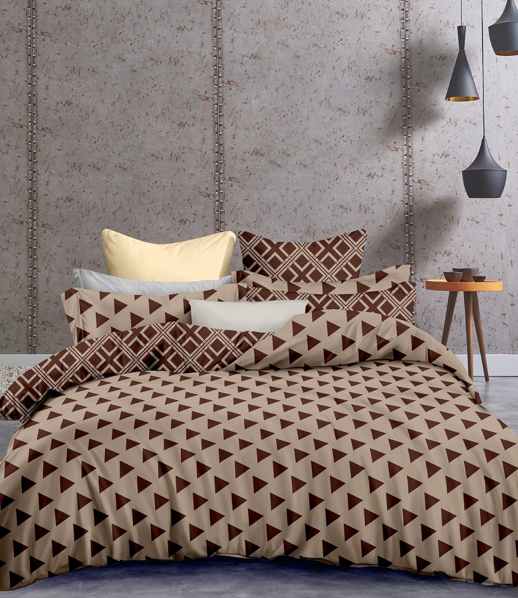 DecoKing DecoKing  Pościel Mikrofibra - Hypnosis - Triangles - Brązowo-Beżowy 200x220 + 80x80*2 cm