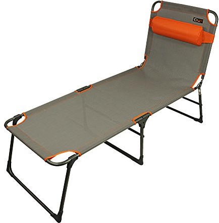 Portal AVA leżak do leżenia włącznie z poduszka, bezstopniowa regulowane oparcie, 194 x 65 x 40 cm, szary Pomarańczowy kempingowe, XXL PT-CH-AVA