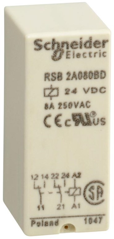 SCHNEIDER Relay+socket.2co.24vdc RSB2A080BD