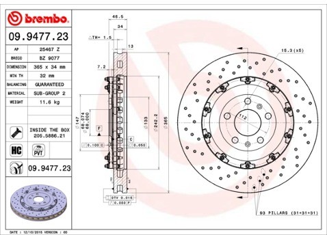 BREMBO Tarcza hamulcowa (1 sztuka) 09.9477.23