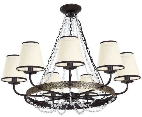 Luminex Lampa wisząca Valentino 9323 lampa sufitowa 9x60W E14 czarna mosiądz beż