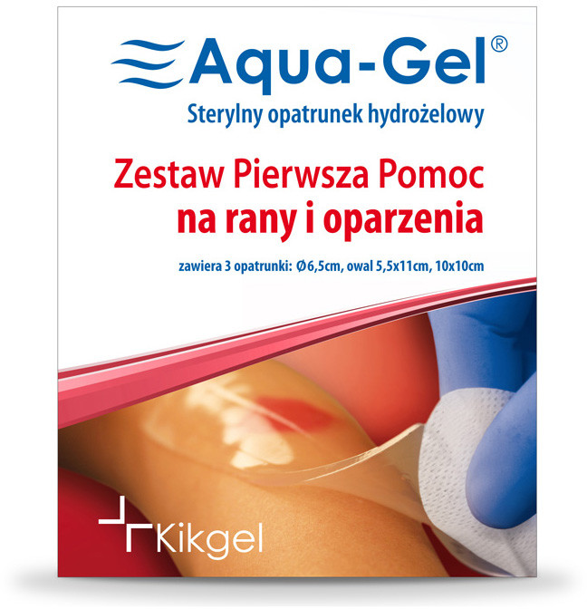 Kikgel Opatrunek hydrożelowy AQUA-GEL Zestaw Pierwsza Pomoc 3 szt. NN-MKI-AZ03-001