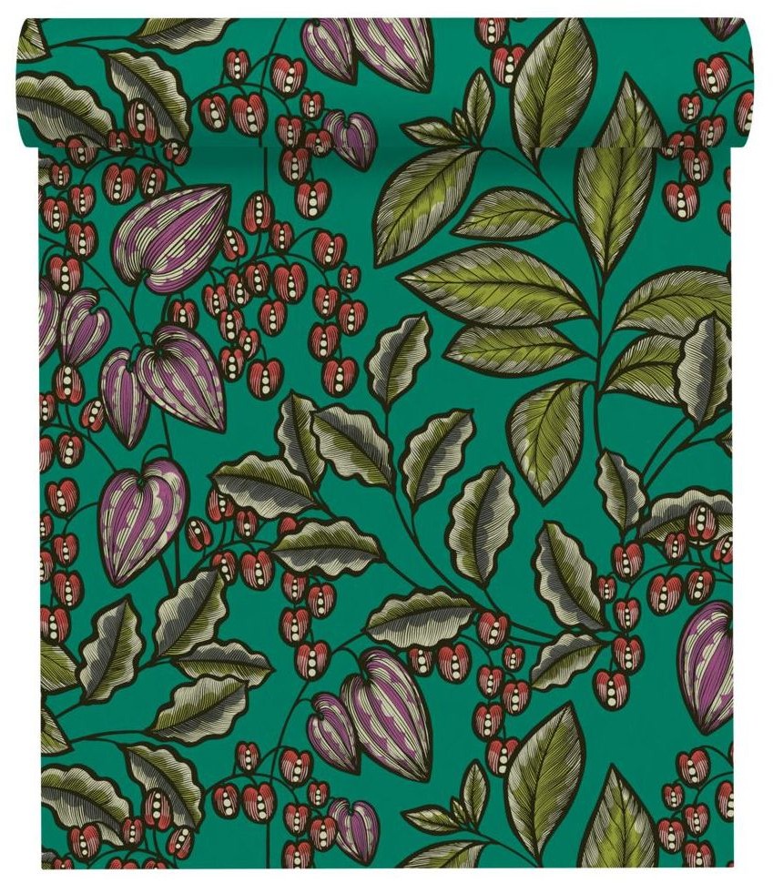Tapeta Floral Impression 377547 zielona winylowa na flizelinie