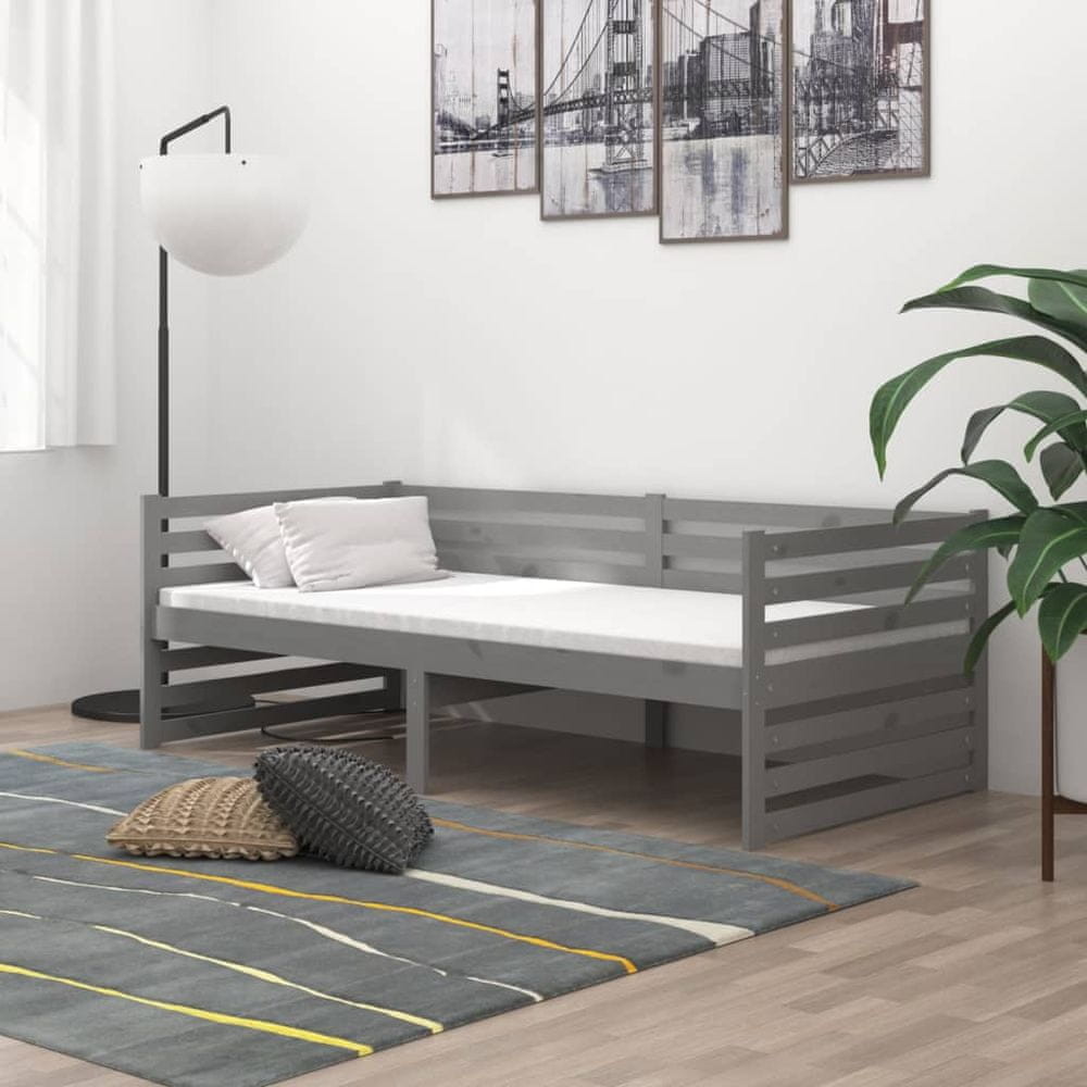 vidaXL Łóżko dzienne z materacem 90x200 cm szare drewno sosnowe 3083611