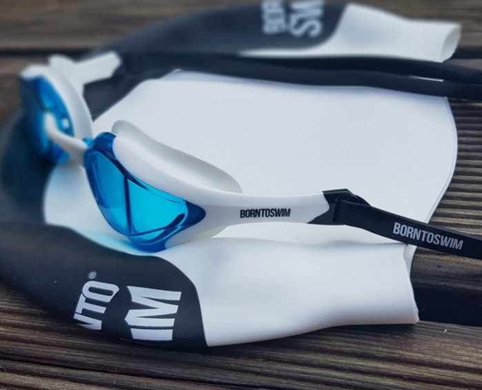 BornToSwim Borntoswim elite mirror swim goggles niebiesko/biały