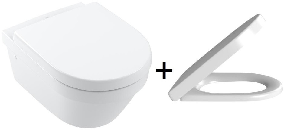 Villeroy & Boch DirectFlush bez kołnierza z powłoką CeramicPlus z deską wolnoopadającą biały 4694HRR1