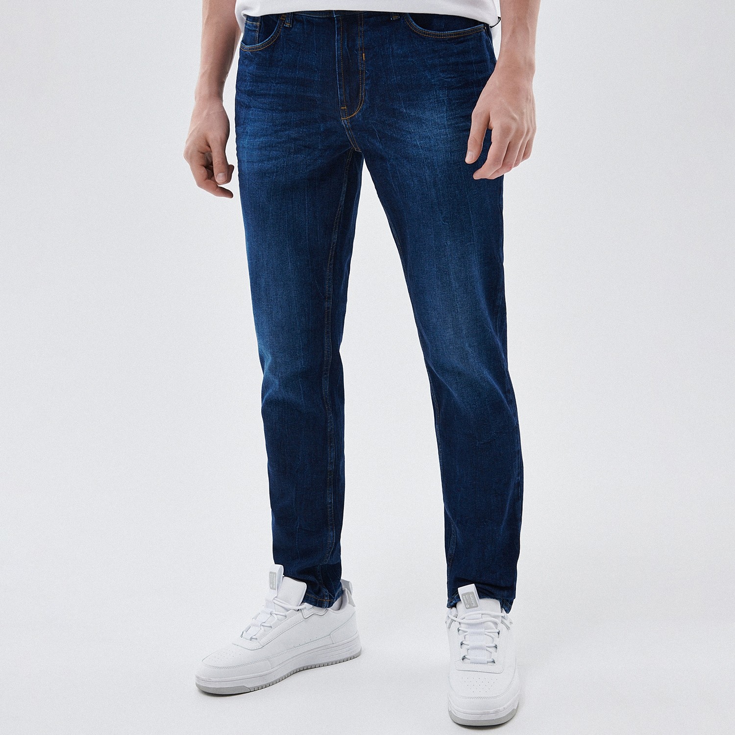 Cropp Cropp - Jeansy slim - Granatowy