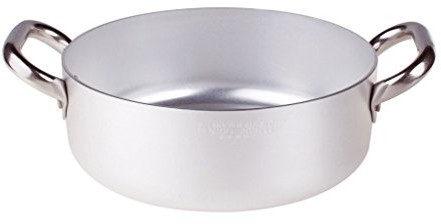 Pentole Agnelli pentole agnelli aluminium Profi 3 MM, płaskie rondel z dwoma uchwytami, srebrny/czarny, 36 cm ALMA10636
