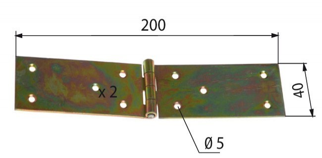 Zawiasa budowlana 200x40x1,8 mm ocynk żółty