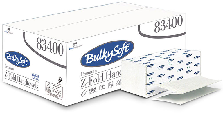 BulkySoft Ręcznik papierowy składany dwie warstwy Z 3750 szt Premium biały celuloza