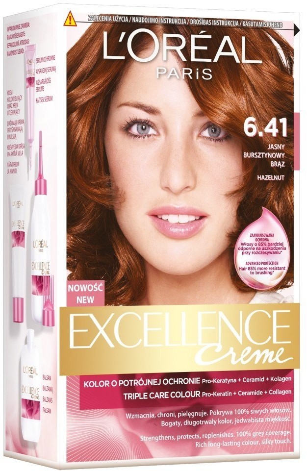 Loreal Excellence Creme Krem koloryzujący 6,41 Jasny Bursztynowy Brąz 41559