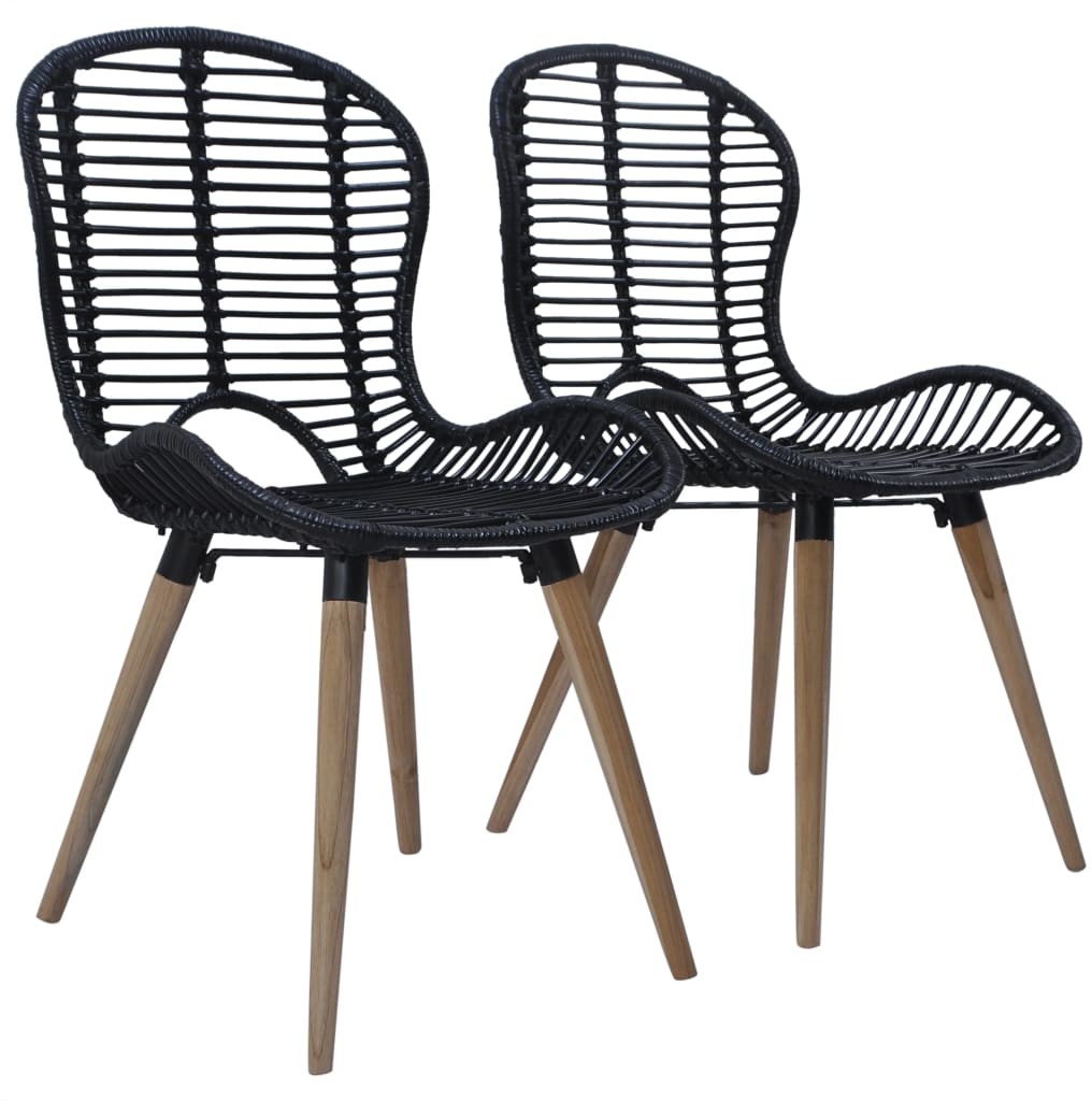 vidaXL Krzesła ogrodowe, 2 szt., naturalny rattan, 48x64x85 cm, czarne