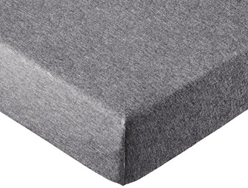 AmazonBasics AmazonBasics  prześcieradło z gumką, materiał melanżowy Jersey, ciemnoszary, 90x200x30 cm HJFTD-DGRY-002