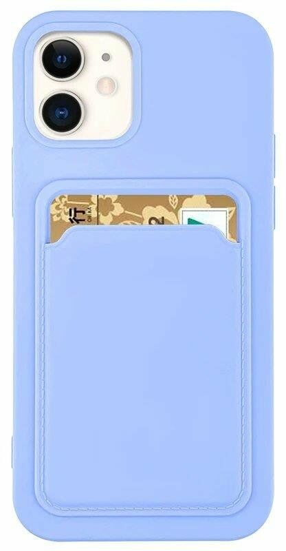 Hurtel Card Case silikonowe etui portfel z kieszonką na kartę dokumenty do iPhone 13 Pro fioletowy