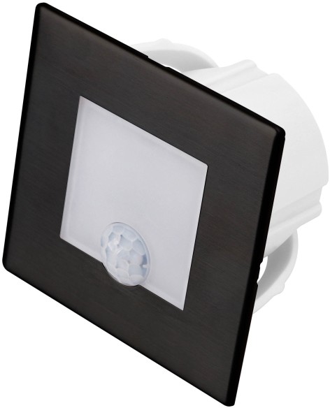 Dpm Lampa schodowa LED DPM 1,2 W 4000 K IP20 kwadratowa z czujnikiem ruchu czarny mat YCB177B-PIR
