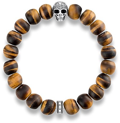 THOMAS SABO Thomas Sabo unisex bransoletka power Bracelet trupia czaszka z liliowy srebro sterling silver, poczernione tygrysie oko a1701  826  2 A1701-826-2-L18