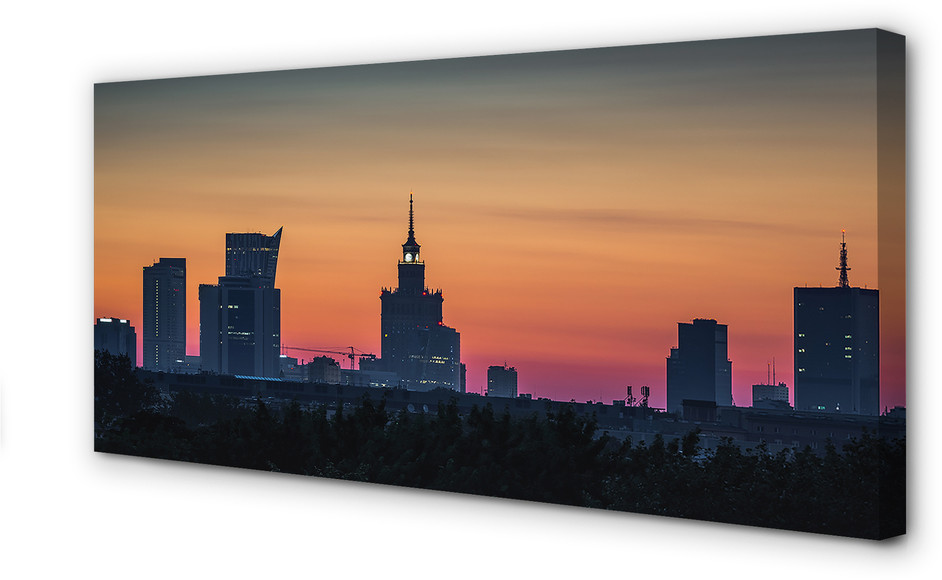 PL Tulup Obrazy na płótnie Warszawa Zachód słońca panorama 120x60cm