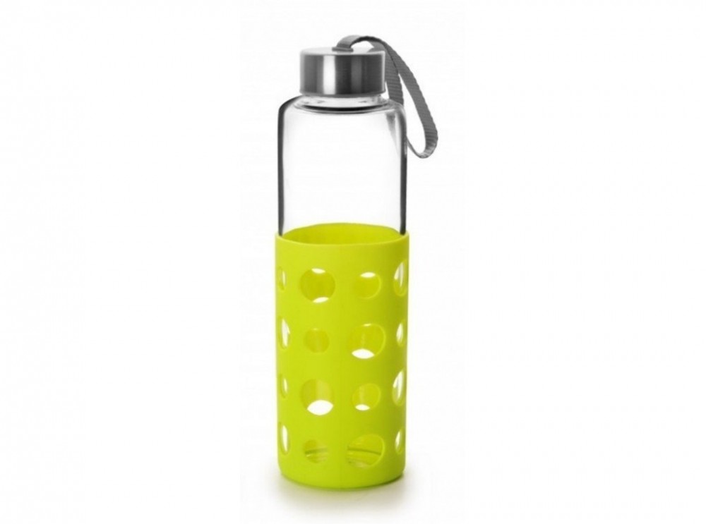 Ibili Szklana butelka 550 ml na napoje IBILI 746005V, silikonowa ochrona, INOX 18/10 746005V