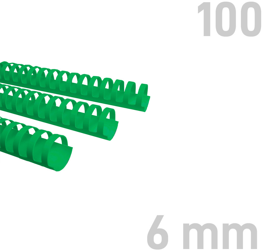 Opus Grzbiety do bindowania 6mm zielone plastikowe 100szt. GRP.151