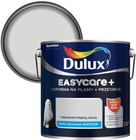 Dulux Farba EasyCare+ najpopularniejszy szary 2,5 l 5511516