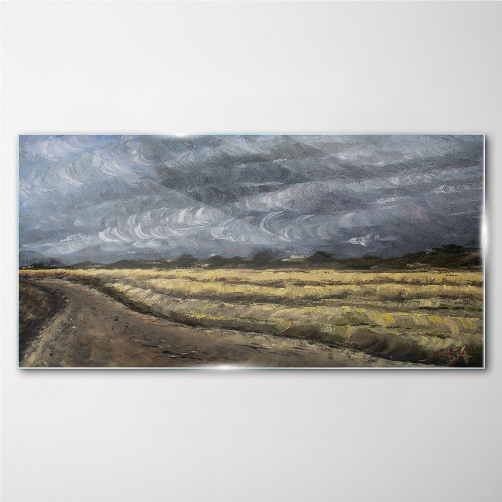 PL Coloray Obraz na Szkle Malarstwo trawa krajobraz 100x50cm