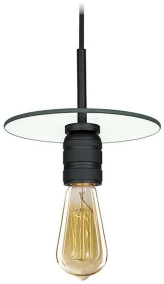Altavola Design Wisząca LAMPA loftowa TECHNO LOFT LA017/P_black skandynawska OPRAWA zwis szklany dysk czarny przezroczysty LA017/P_black